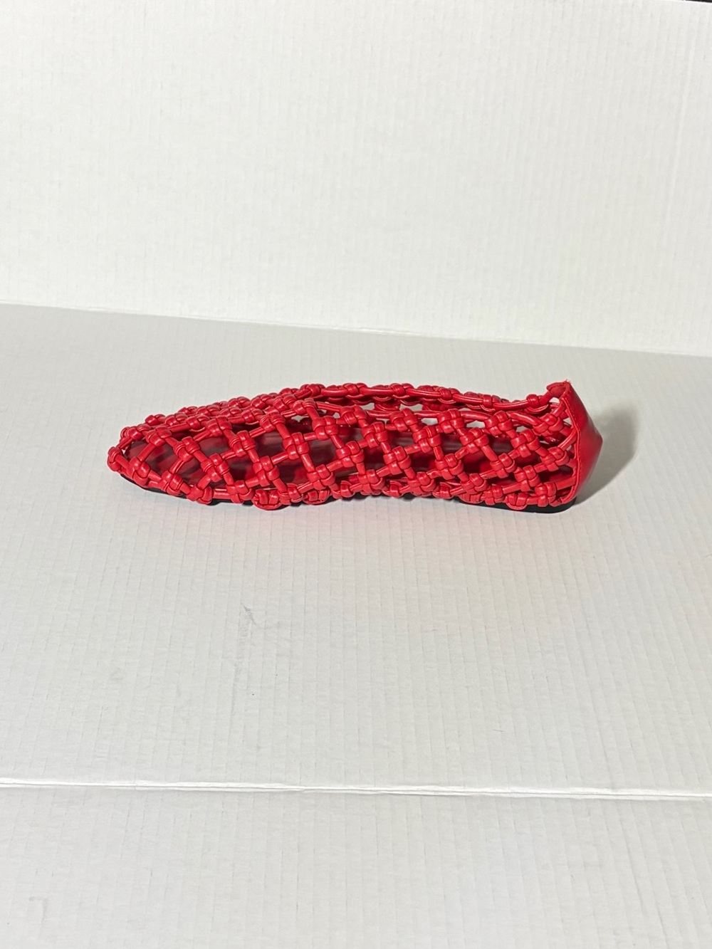 Red Woven Leather Flats - Picture 3 of 9